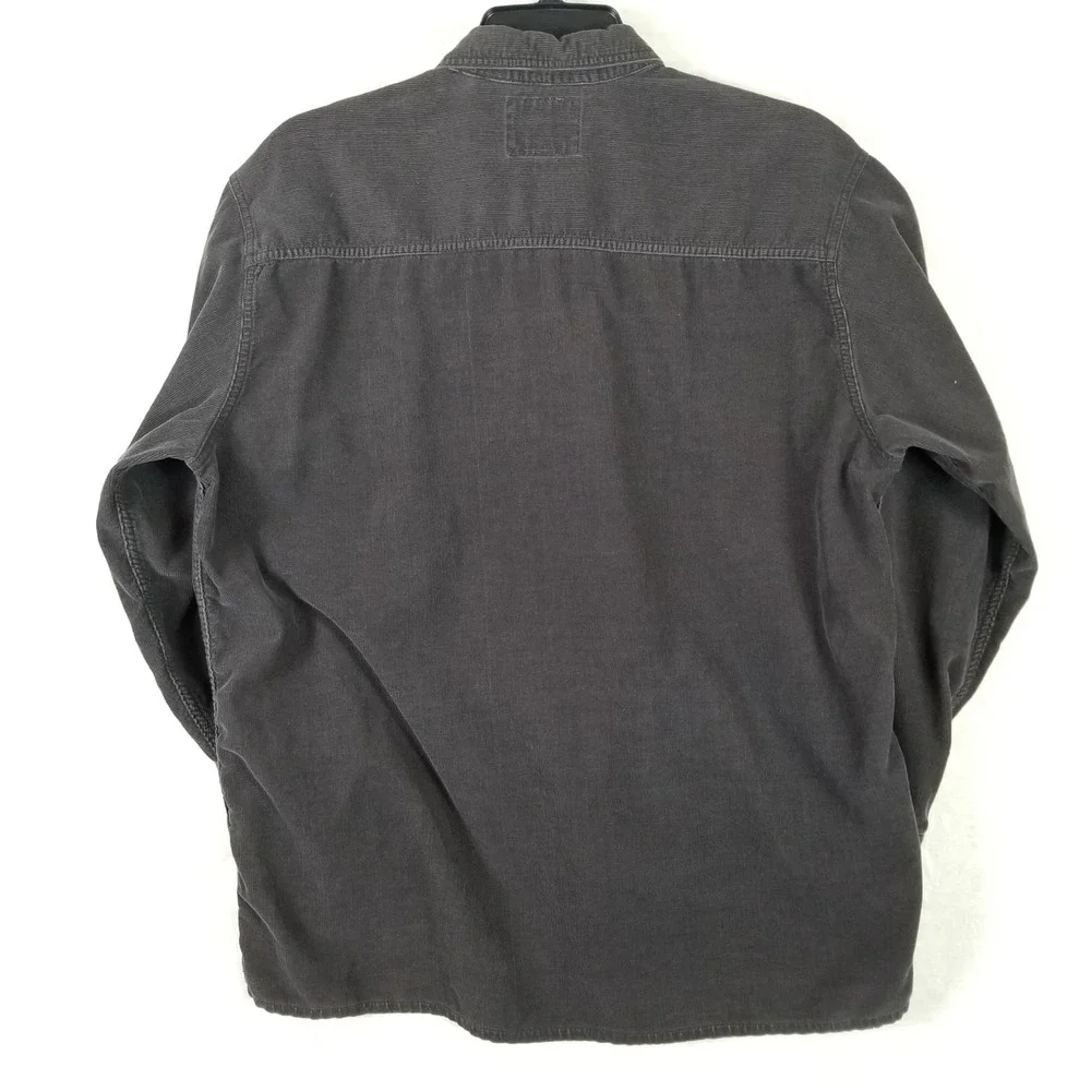Levis Men XL Corduroy Shirt Charcoal Gray Long Sleeve Button Down WPL-423 Cotton